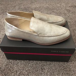 Soft leather metallic gold loafers